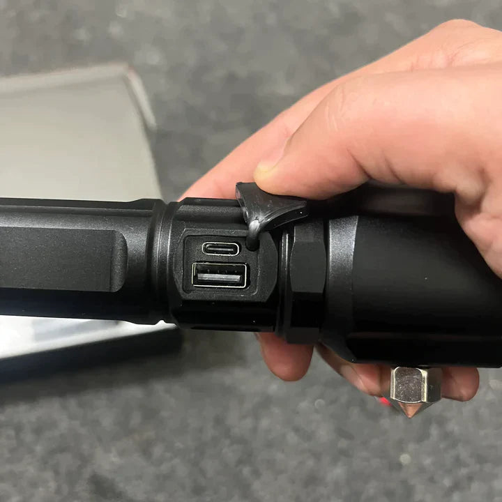 5-in-1 Rechargeable Flashlight & Power Bank - 1KM Range